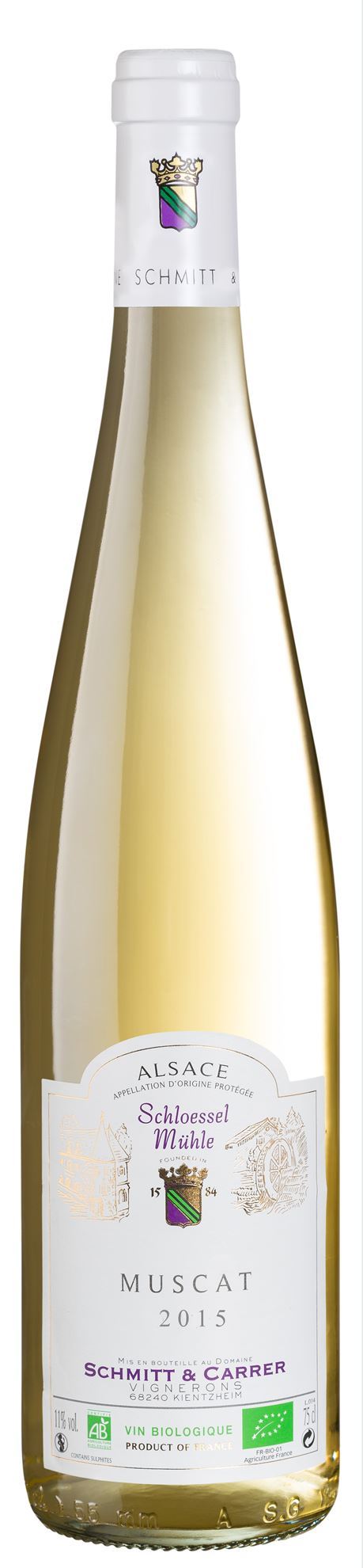 MUSCAT "Schloessel Mühle" Premier Vin d'Alsace 2015 Schmitt & Carrer BIO